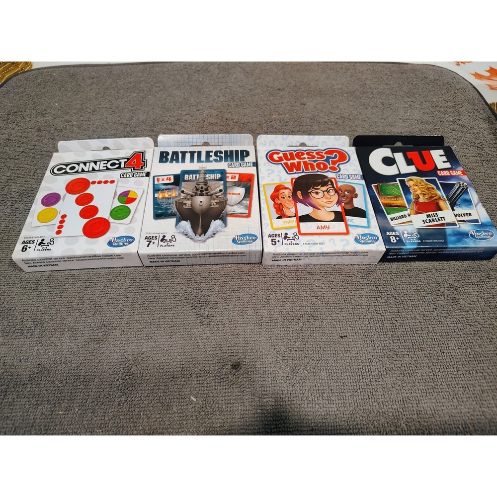 Hasbro Gaming Card Game Bundle Connect 4 Battleship Guess Who Clue 4 Pack Lot